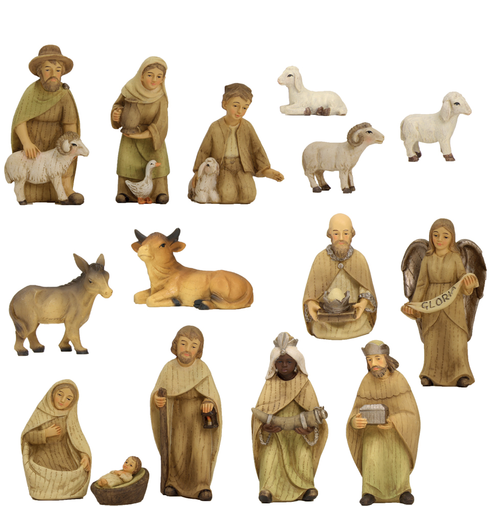 Krippenfiguren modern, gebeizt - H 10cm 