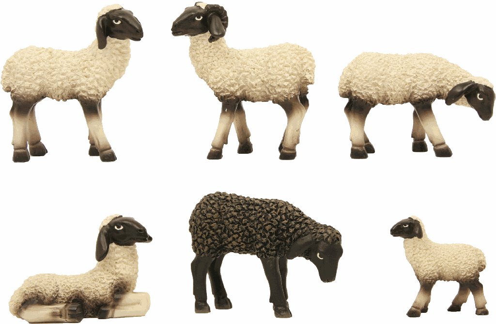 Lot de 6 moutons H 5,3cm (pour personnages de 9 … 11cm)