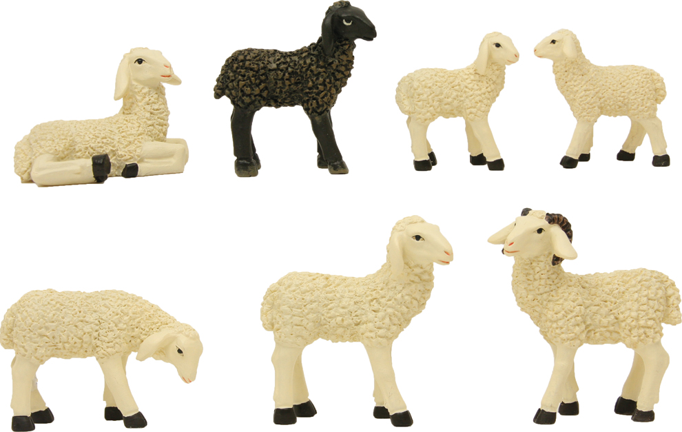 Paysage Mouton Avec Bélier Et Agneau - Groupe 10-12cm /5,3cm