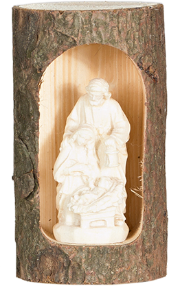 Blockkrippe Hl.Nacht im Stamm - 4cm - Natur