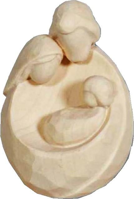 Staute Ste Famille/1 pièce - bois sculpté/natur - H 8,5cm