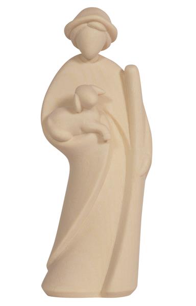 LE Hirt mit Stock und Lamme im Arm - 10cm - Natur