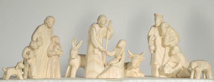 Trionis-groep volledig (7-delig) - houtsnij/natur - 8cm