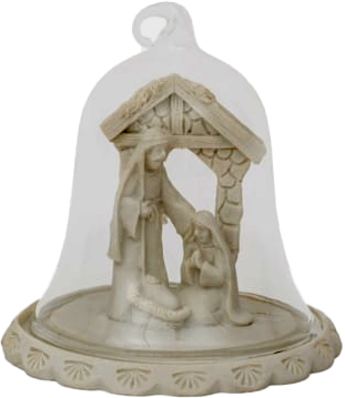 Beeld H.Familie onder stolp - polystone/wit - H 9cm