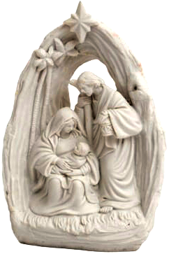 Statue Ste Famille - résine blanche - H 13cm