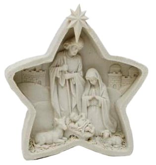Nativity/star - polystone/white - 13cm