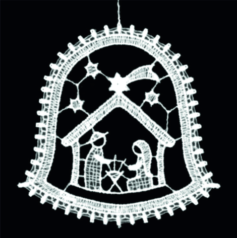 Pendentif dentelle - Ste Famille/cloche - 9cm