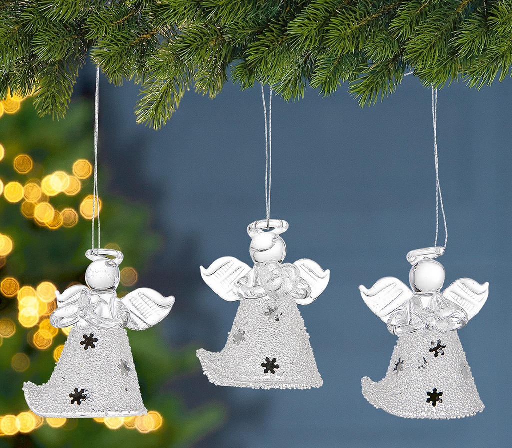 Lot de 2x3 anges en verre - 3,5cm/ … suspendre