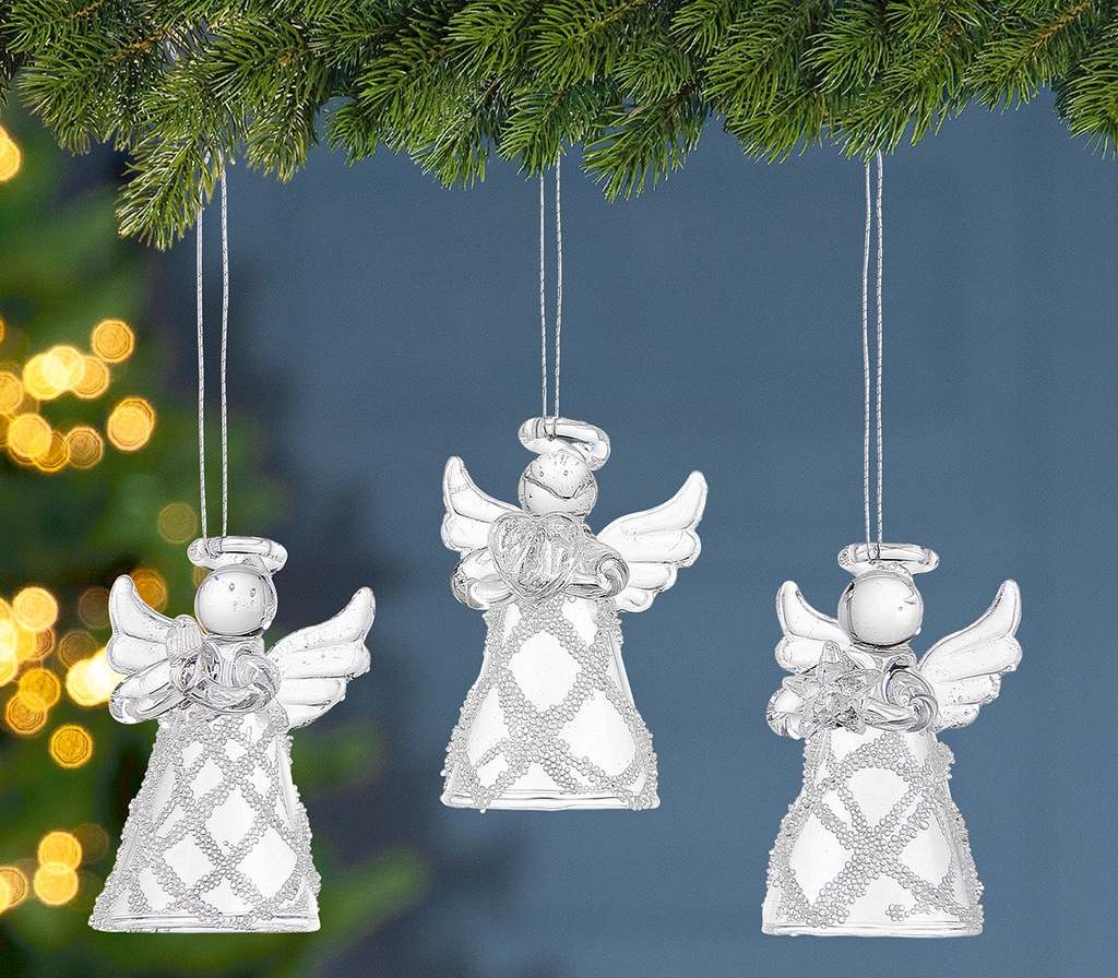 Baumhänger Engel Glas - Linien - 3 Motive je 2 Stk - 3,5cm