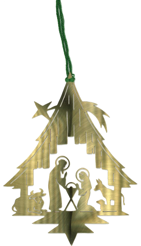 Deco hanger Kerstgroep/sterren messing - H 9cm