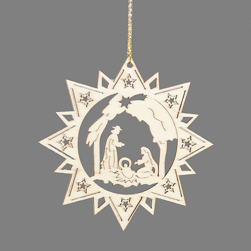 Deco hanger Ster met H Familie/hout - H 9cm