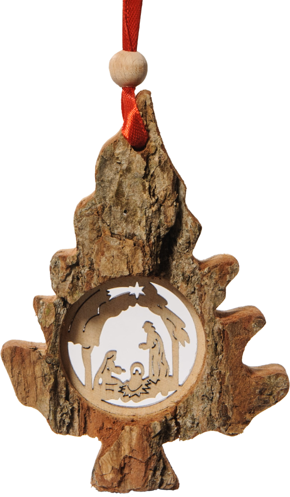 Pendentif bois/Sapin - Ste Famille - H 11cm