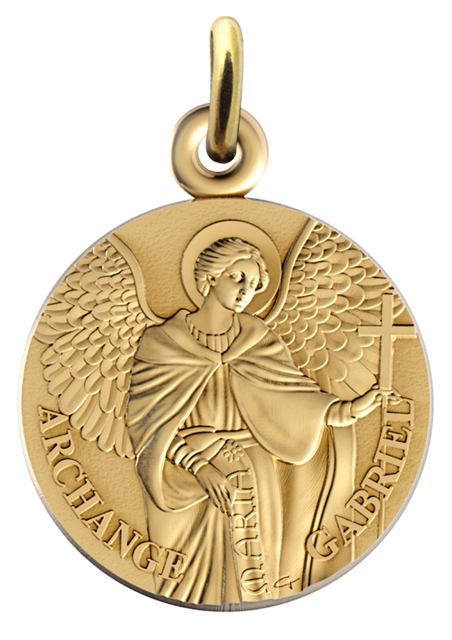 Médaille St Gabriel - Plaqué or 3µm (Ø16mm)
