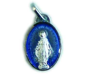Medaille Unserer Lieben Frau Wunderbar/Emaille - rhodiniertes Silber 925‰ - oval (12x16mm)