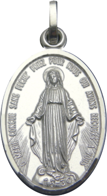 Médaille Notre-Dame Miraculeuse - argent rhodié 925‰ - ovale (16x22mm)