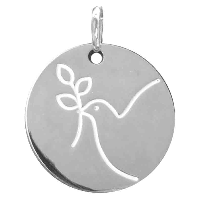 Médaille Colombe de Paix - argent 925% rhodié (Ø18mm)