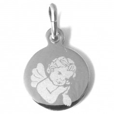 Little Angel Medal - 925% rhodium-plated silver (Ø12mm)