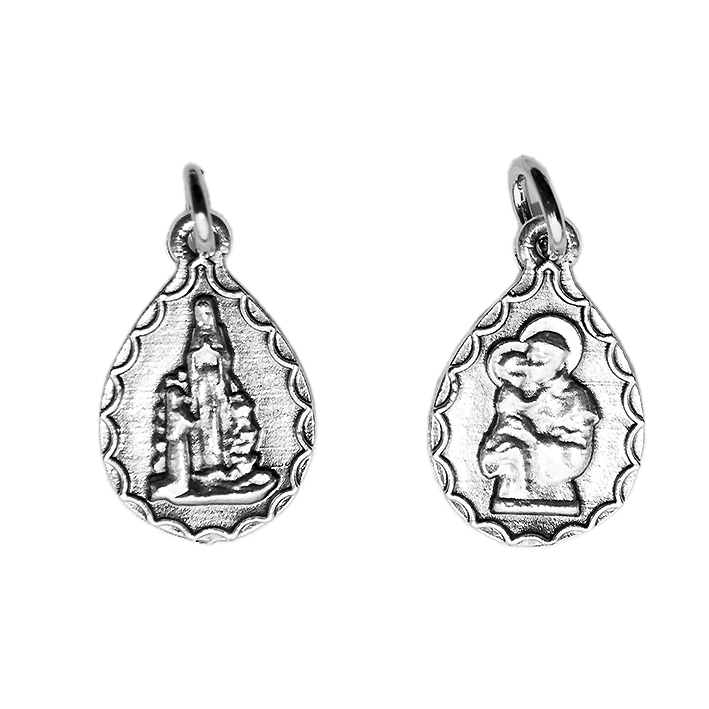 Medaille Lourdes Madonna/Hl Antonius - Metall (14x20mm)