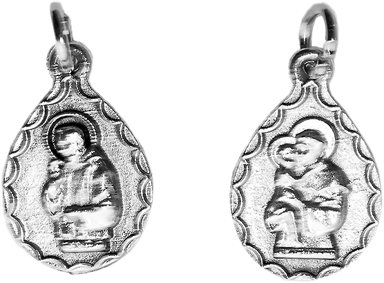 Medaille H. Pater Pio/H. Antonius - metaal (14x20mm)