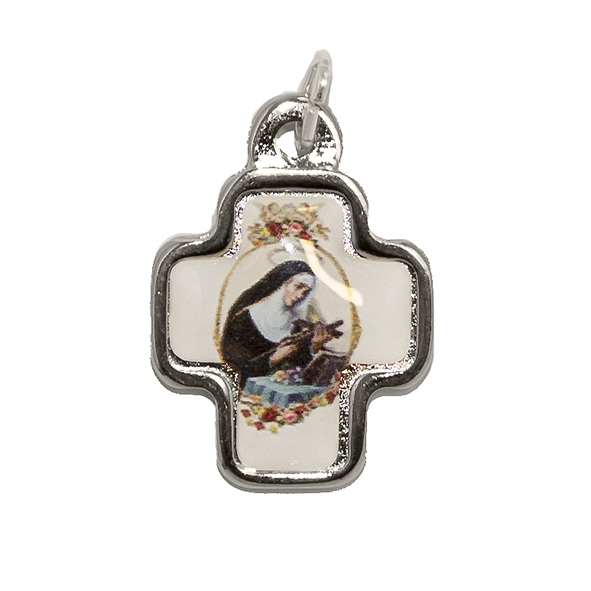 Médaille Ste Rita - métal/croix (16x20mm)