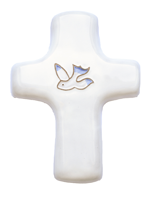 Cross ceramic - Pigeon - white (85x115mm)