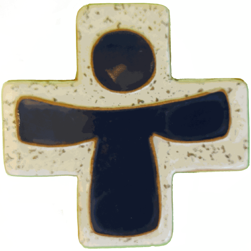 Keramik Kreuz - Kind - Grau/Blau (75x75mm)