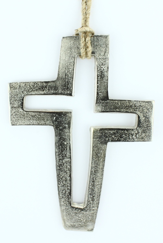 Alu Hänger Kreuz mit Jute Band (130x190mm)