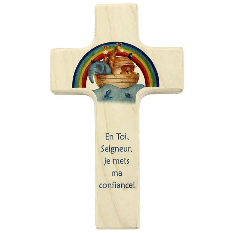 Kinderkruis hout - 'En Toi,Seigneur' (90x150mm)