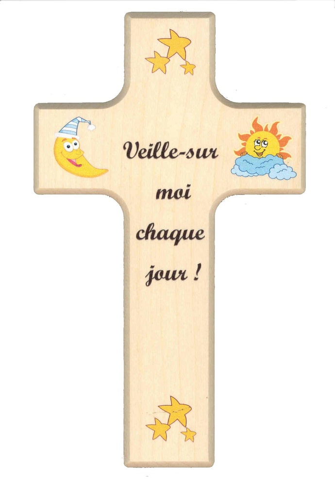 Holzkreuz, Ahorn natur, Französisch 'Que l'on ...' (90x150mm)