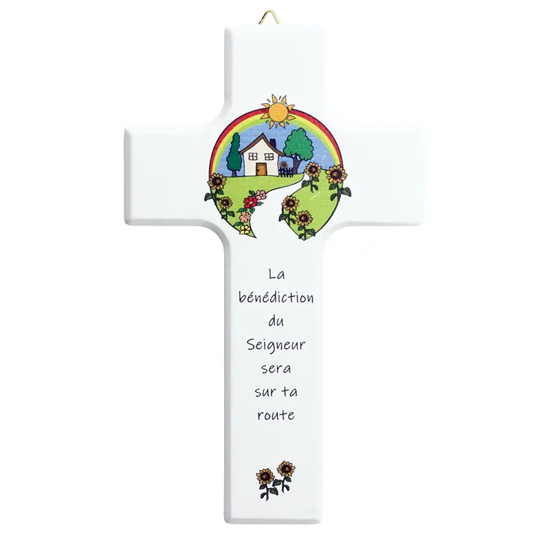 Tekstcross wood - 'La bénédiction du Seigneur ...' (90x150mm)