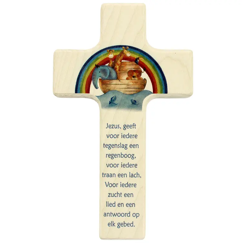 Croix enfant bois - 'Jezus geeft voor' (90x150mm)