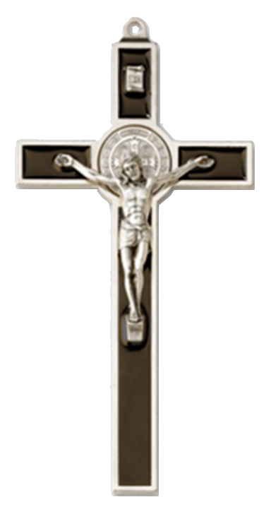 Croix St Benoit/métal - émaille/noir (70x125mm)