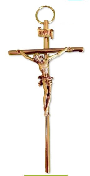 Croix murale avec christ - métal/doré (55x115mm)