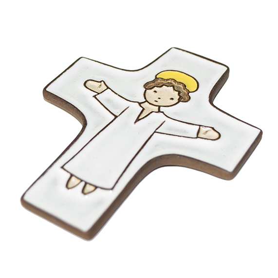 Ceramic cross - Jesus - White (75x90mm)