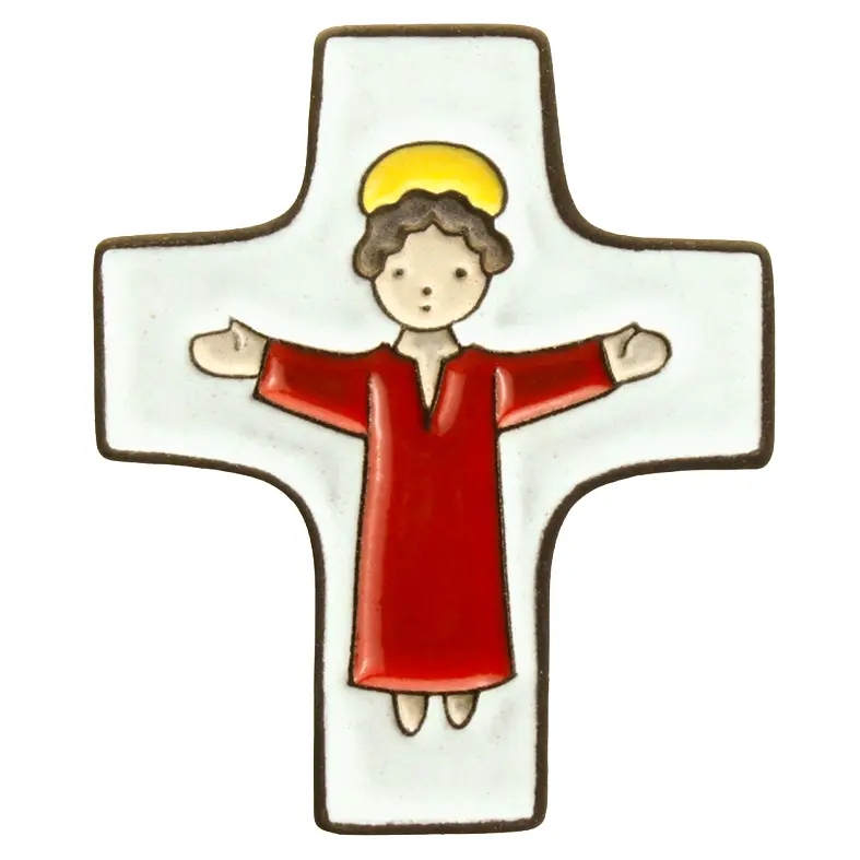 Keramik Kreuz - Jesus - Rot (75x90mm)