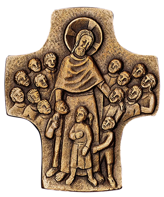 Kruisbeeld brons/MRL - 'Jezus de kindervriend' (80x90mm)