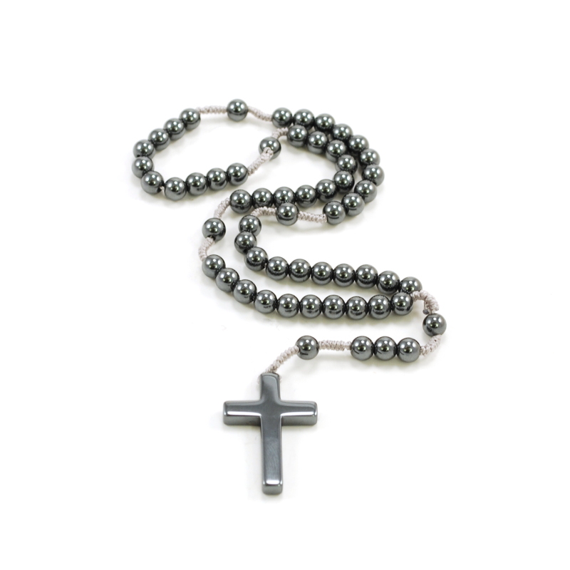 Taschenrosenkranz, Hämatit, geknüpft