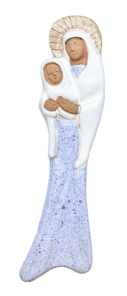 Wanddeco keramiek OLVrouw & kind/blauw - 5x20cm