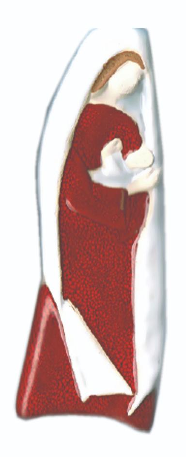 Wanddeco keramiek Madonna met kind/rood