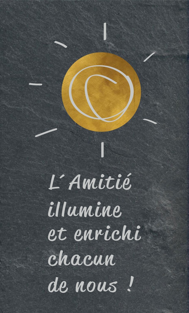Leisteen/zon 'L'amitié illumine'- 8x13cm