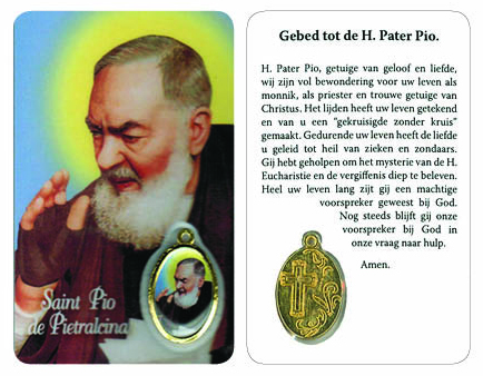 Carte de prière/médaille - P Pio NL (55x85mm)
