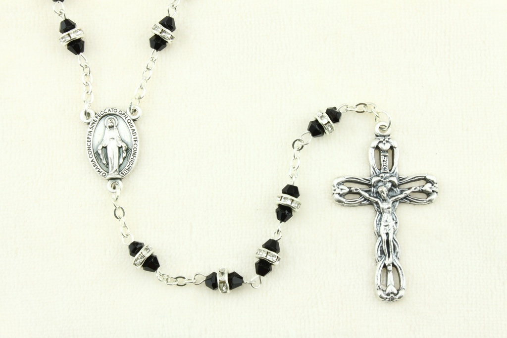 Chapelet - cristal/strass - scarabée (8x6mm)