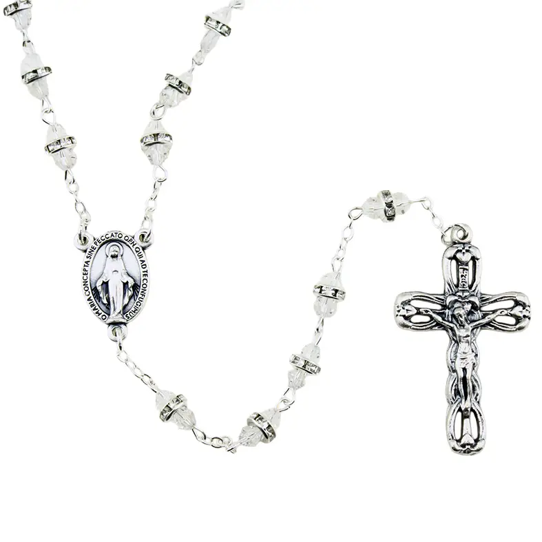 Chapelet - cristaux ronds 3x5mm - blanc