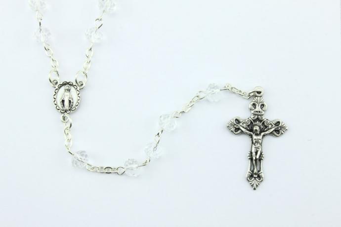 Rozenkrans - kristalparels/wit - met slotje (⌀ 6mm)