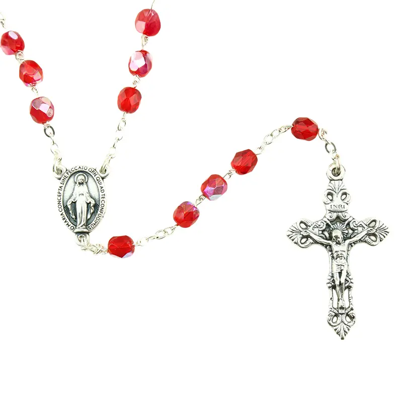Rozenkrans - imitatie kristalparels/ketting - rood (⌀ 6mm)