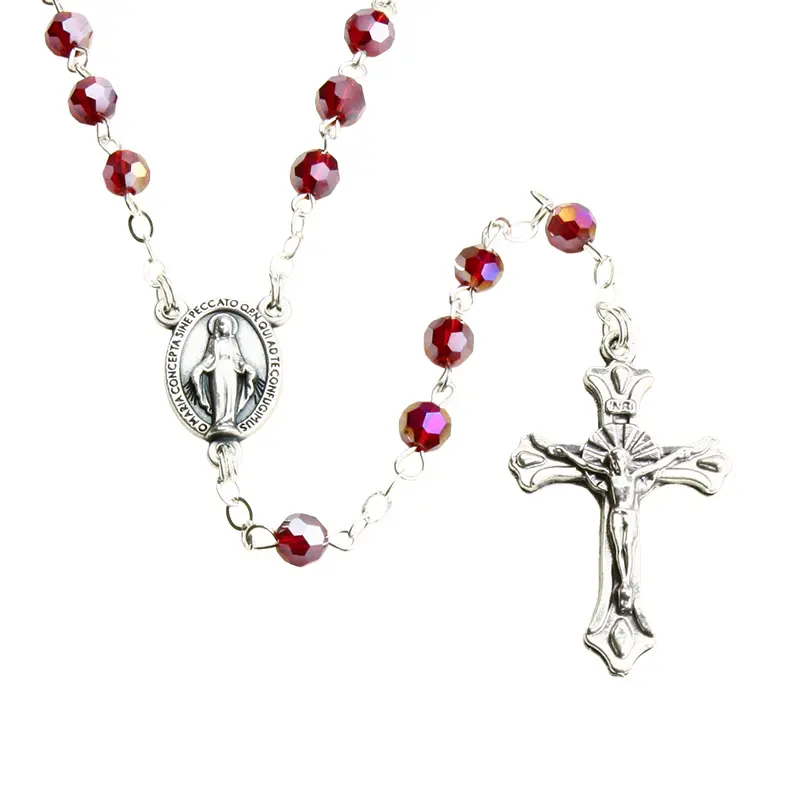 Rozenkrans - imitatie kristalparels/ketting - rood (⌀ 6mm)