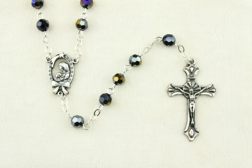 Rozenkrans - immitatie kristalparels/ketting - scarabee (⌀ 6mm)