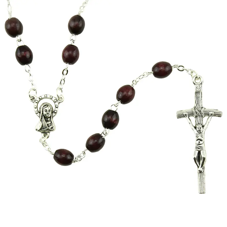 Rozenkrans - houten kralen/ketting - palissander (8x6mm)