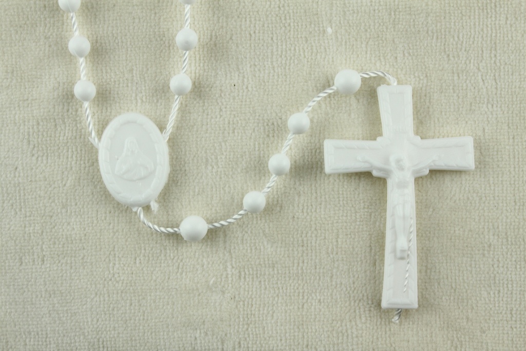 Rosaire - plastique/cordon - blanc (⌀ 4mm)