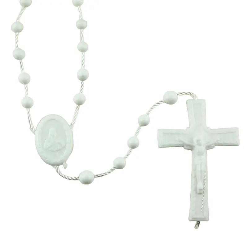 Rosaire - plastique/cordon - blanc (⌀ 4mm)